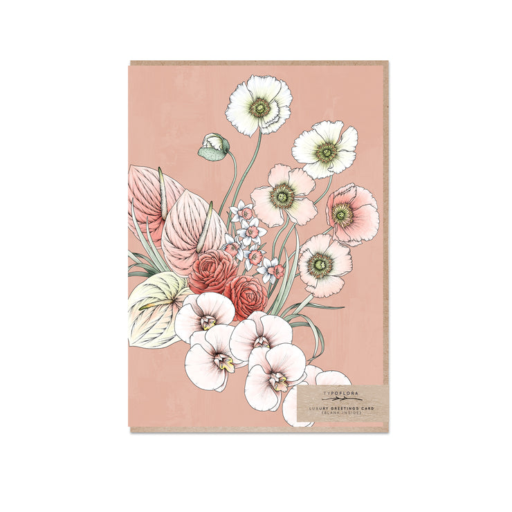Peach Floral - Greeting Card
