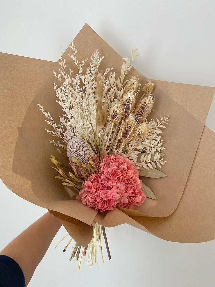 A Pop of Coral Dried Bouquet